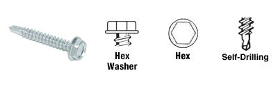 CRL 1/4-20 x 3/4" Hex Washer Head Self-Drilling Screws