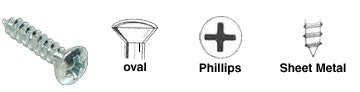 CRL Brite Zinc Chromate 8 x 3/4" Oval Head Phillips Tapping Auveco "Fix-Kit" Sheet Metal Screws *DISCONTINUED*