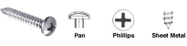 CRL Brite Zinc Chromate 8 x 3/4" Pan Head Phillips Tapping Auveco "Fix-Kit" Sheet Metal Screws *DISCONTINUED*