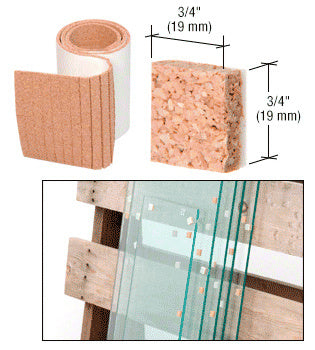 CRL 3/4" x 3/4" x 1/4" Cork Non-Adhesive Shipping Pads - Roll