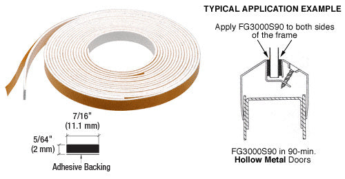 CRL 90 Minute Rated Fire Glazing Tape - 5/64" x 7/16"