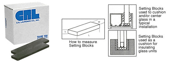 CRL 3/16" x 3/8" x 2" Neoprene Setting Blocks - 80 Durometer