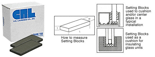 CRL 1/16" x 1-1/8" x 4" Neoprene Setting Blocks - 80 Durometer