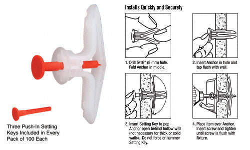 CRL Toggler® Hollow-Wall Anchors for 3/8" to 1/2"