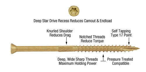CRL #9 x 3" T20 Bronze Star - Trim Head Star Drive Screws