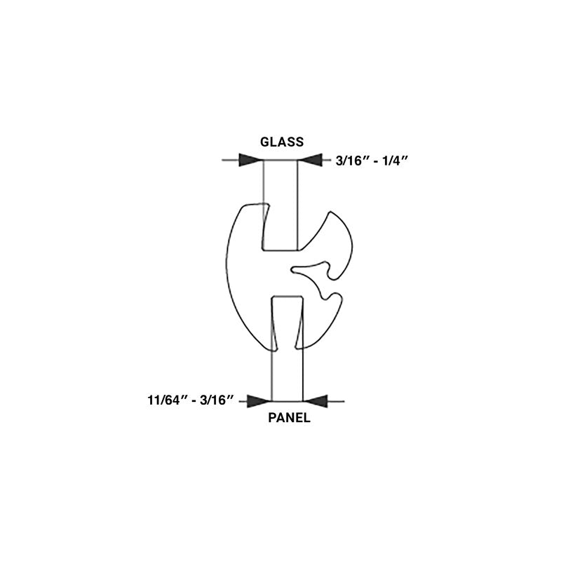 FHC Universal Self-Sealing Weatherstrip For 3/16" - 1/4" Glass To 11/64" - 3/16" Panel - Black