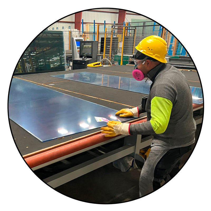 FHC 8' X 10' Counterbalance Tilt-Top Carpeted Glass Cutting Table