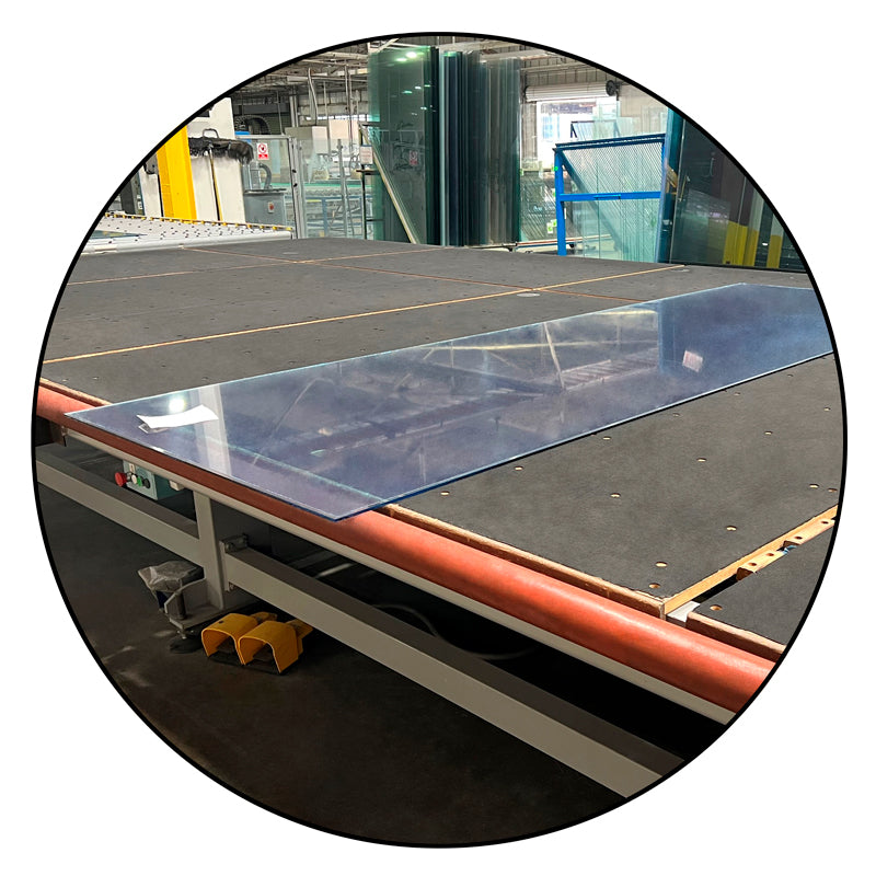 FHC 8' X 10' Counterbalance Tilt-Top Carpeted Glass Cutting Table