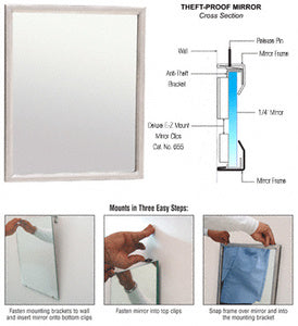 CRL 24" x 36" Stainless Steel Theft-Proof Mirror Frame
