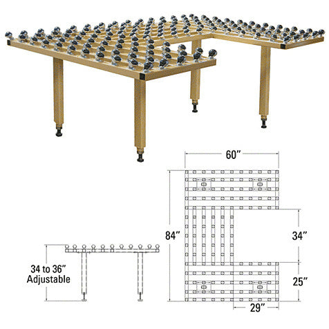 CRL Ball Caster Table with 140 Casters on 6" Centers