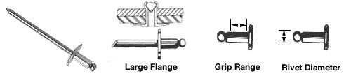 CRL 1/8" Diameter to 1/8" Grip Range Large Flange Steel Mandrel and Rivet - 10000 *DISCONTINUED*