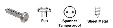 CRL 10 x 1-1/2" Pan Head Spanner Tamperproof Type A-Sheet Metal Screws *DISCONTINUED*