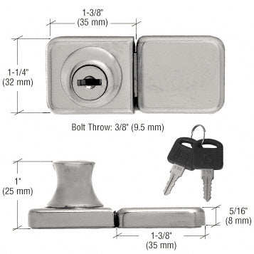 CRL UV Bond Classic Series Glass Door Lock and Keeper for Double Doors - Keyed Alike