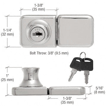 CRL UV Bond Classic Series Glass Door Lock and Keeper for Double Doors - Keyed Alike