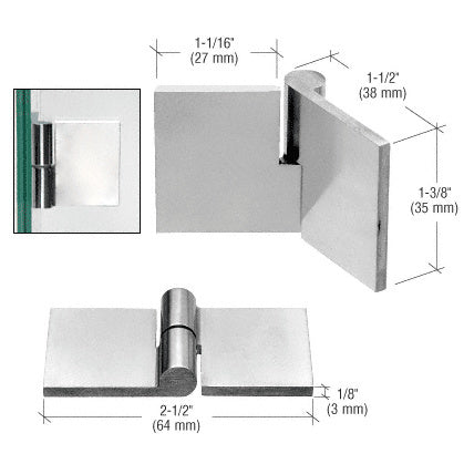 CRL Polished Stainless Right Hand UV Bond Glass-to-Glass Hinge