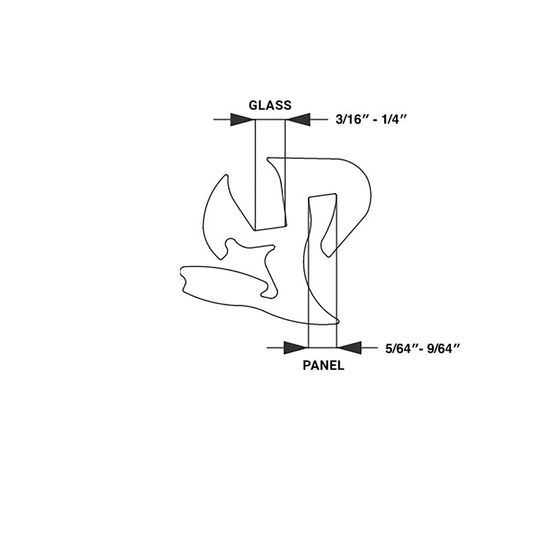 FHC Universal Self-Sealing Weatherstrip For 3/16" - 1/4" Glass To 5/64" - 9/64" Panel - Black - One Piece