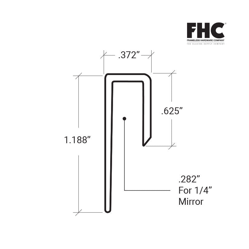 FHC 1/4" Deep Nose Aluminum J-Channel 95" Length