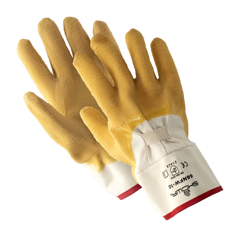 FHC Gauntlet Cuff Nonslip Wrinkle Natural Rubber Gloves